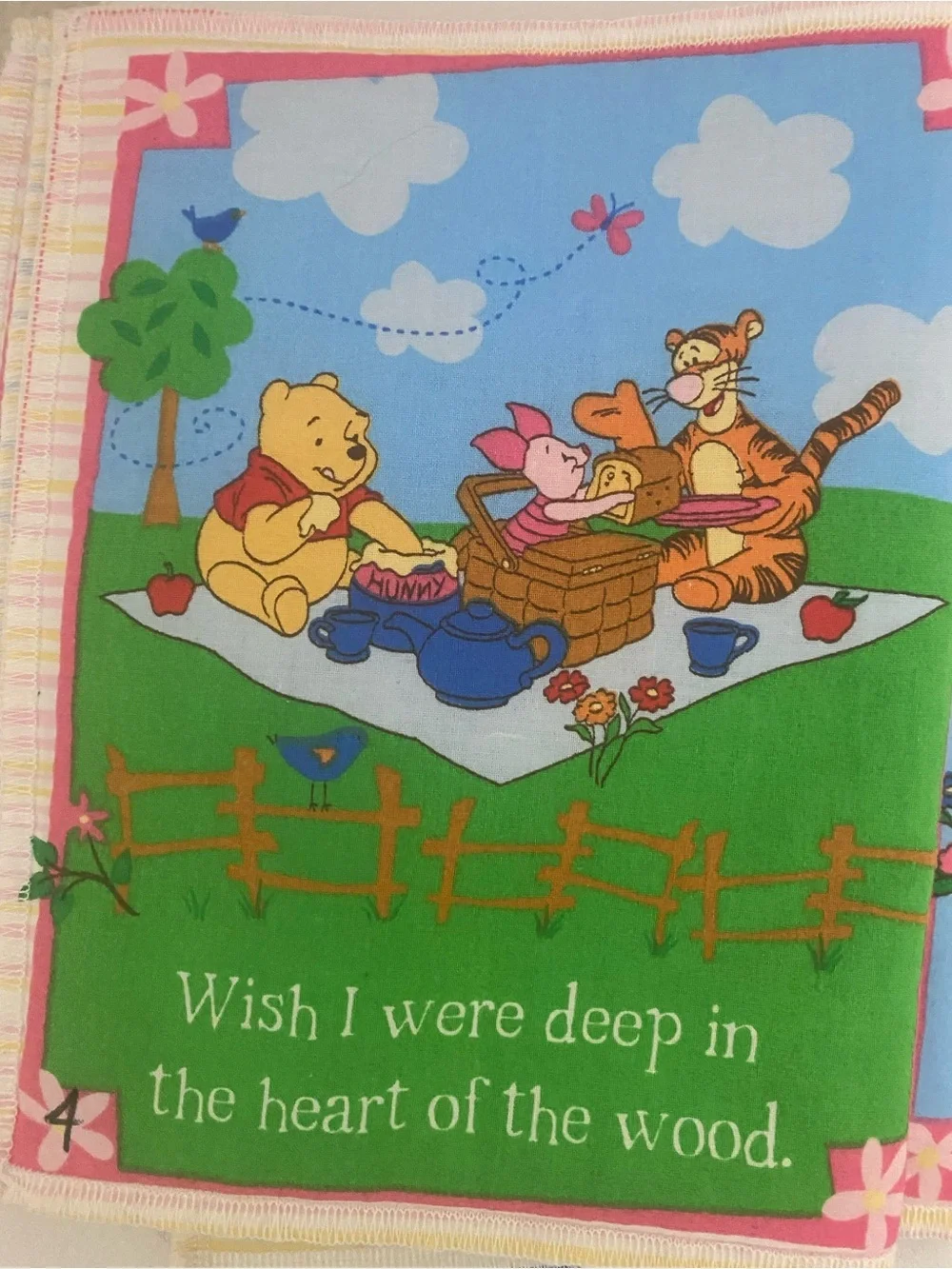 Winnie the Pooh Wondering The Day Away Fabric Soft Baby Cotton Book 9”x 7”